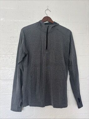 Lululemon Men's Heather Gray Long-Sleeve Quarter-Zip silverescent Hoodie Shirt